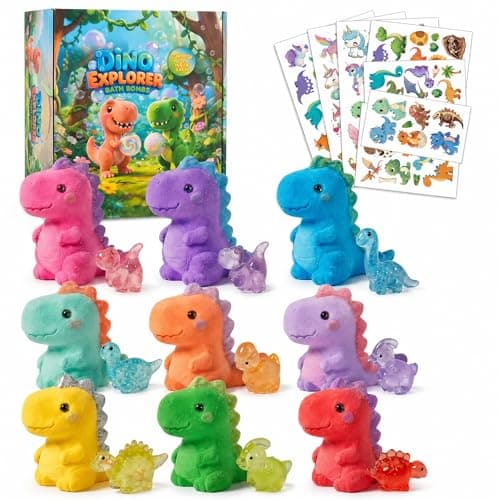 9 Pack Dinosaur Bath Bombs with Surprise Toys Inside for Kids - Natural & Gentle Fizzy with 9 Soothing Fruit Scents - Surprise Dino Bath Sets for Boys Girls, Birthday Gifts & Bedtime Relax - Image 1