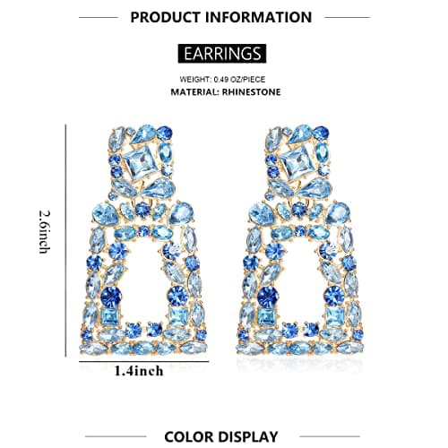 KELMALL Chunky Geometric Rhinestone Dangle Earrings for Women – Bold Rectangle Statement Drop Earrings, Gift-Boxed Fashion Jewelry - Thumbnail 4