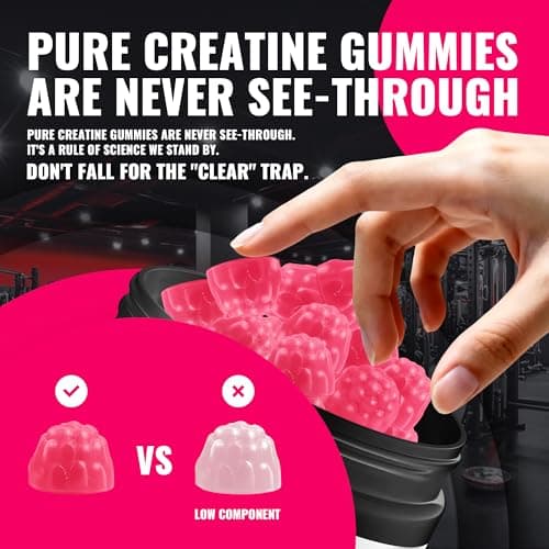 Natures Aid NSF Certified Creatine Gummy 5g - Creatine Monohydrate Gummies – Pre-Workout Energy & Muscle Growth Support for Men & Women | Raspberry Electrolyte Gummies (135 Count) - Thumbnail 4