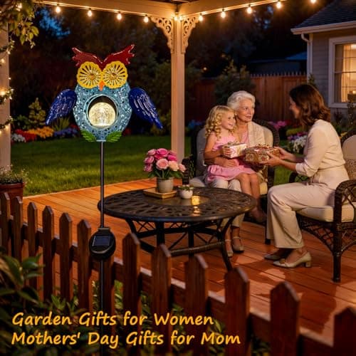 Go2garden Solar Owl Garden Gifts Lights Outdoor, 3D Waterproof Colorful Yard Art Decor with Stakes for Pathway Sidewalk Ornaments, Birthday Garden Gifts for Mom Women(1Pack) - Thumbnail 6