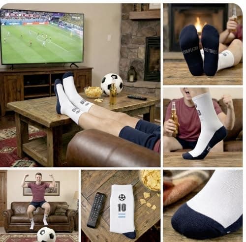 ZAOMENG Funny Socks for Men,Fun Soccer Socks,Novelty Crew Socks,Cool Soccer Gifts for Teens,Youth,Sports Fans and Players,Cotton Socks 2 Pairs - Thumbnail 6