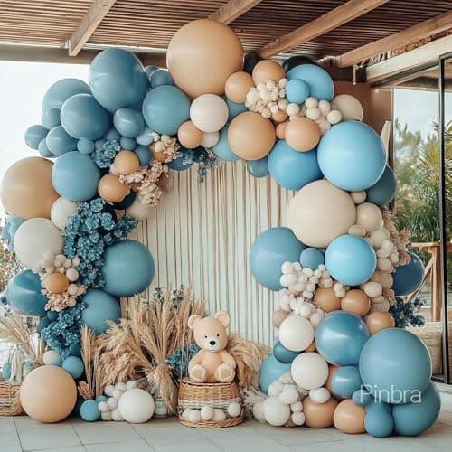 Dusty Blue Balloon Double Stuffed Slate Baby Blue Balloons Different Sizes 18/12/5 Inch Pastel Balloon Arch Kit for Birthday Baby Shower Gender Reveal Wedding Graduation Party Decorations - Thumbnail 2