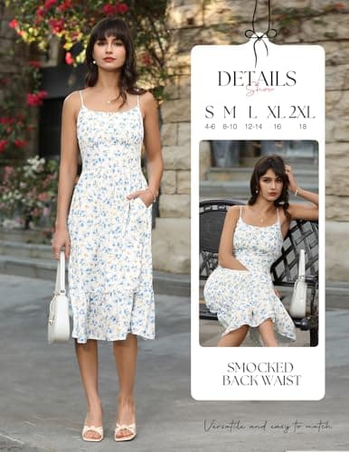 Belle Poque Floral Dress for Women 2026 Summer Sleeveless Flowy Ruffle Midi Dresses Elegant Wedding Guest Dress Medium - Thumbnail 3