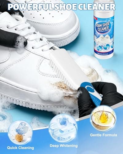 Jevvu Shoe Cleaner & Deodorizer Kit, 2-in-1 Shoe Cleaner & Odor Eliminator Spray for White Shoes, Leather, Canvas & More - Thumbnail 5