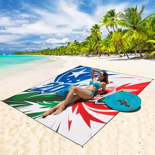 WIWIGO Beach Blanket Waterproof Sandproof Beach Mat 79" X 83" /10'x9'for 2-8 Adults Quick Drying Outdoor Picnic Mat Beach Accessories for Travel, Camping, Hiking - Thumbnail 5