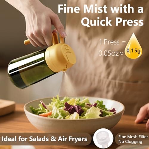 SWEET VIEW Olive Oil Dispenser and Oil Sprayer – 16oz/470ml Glass Light-Proof Oil Pourer for Kitchen, Air Fryer, Cooking, Salad, and BBQ - Thumbnail 3