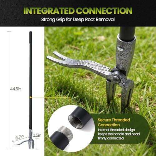 KNLLFolan Weed Puller, Stand Up Weed Puller Tool with Steel Long Handle, 4 Claw Steel Head Weeder Tool, Handle Weeder Tool Without Bending, Pulling, or Kneeling - Thumbnail 2