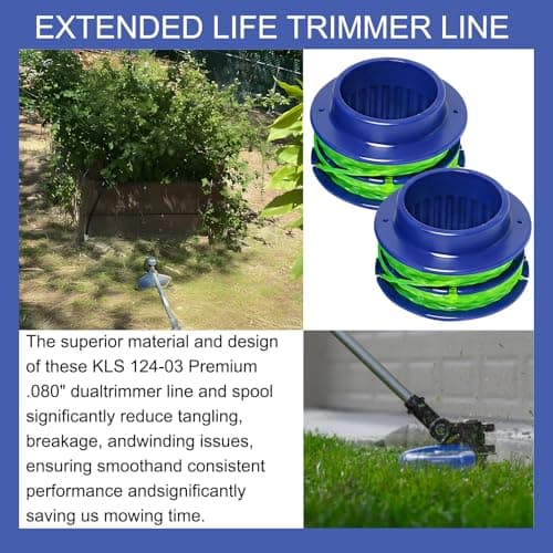 4PC Replacement AS1300 Blue Spool for EGO ST1500 ,ST1500-S,ST1500SF,ST1502SA,ST1502XY,ST1504SF (Use AH1300 head) 15-Inch Trimmer, Trimmer Spool for Kobalt 24V KST 2224B-03,KST 1124B-03,KST 2024A-03 - Thumbnail 5