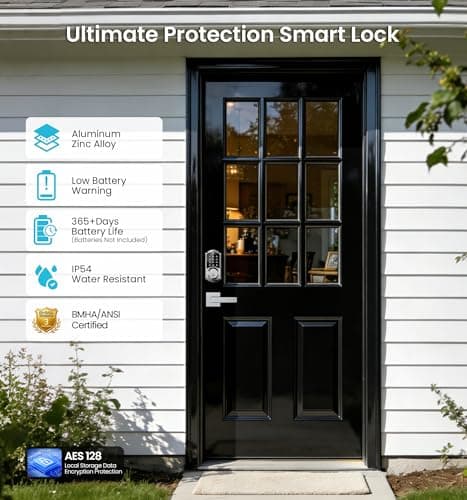 Veise VE06-L Smart Locks with 2 Lever Handle Set, App Control, Keyless Entry Deadbolt for Front Door, Electronic Digital Touchscreen Keypad, Auto Lock, Waterproof, Easy Installation, Satin Nickel - Thumbnail 5