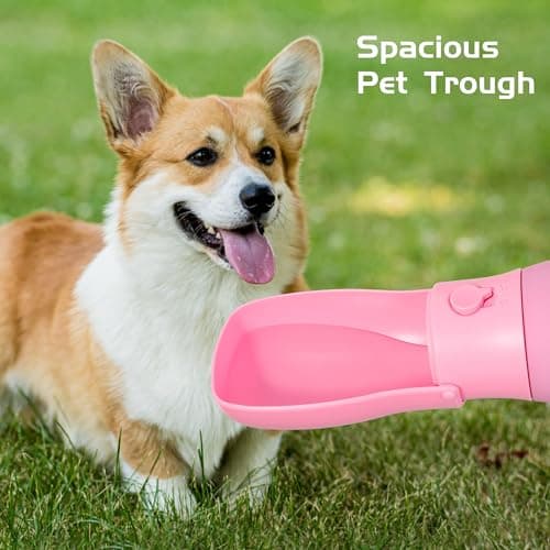 VEPOUYU Portable Dog Water Bottle 10oz Pink - Thumbnail 3