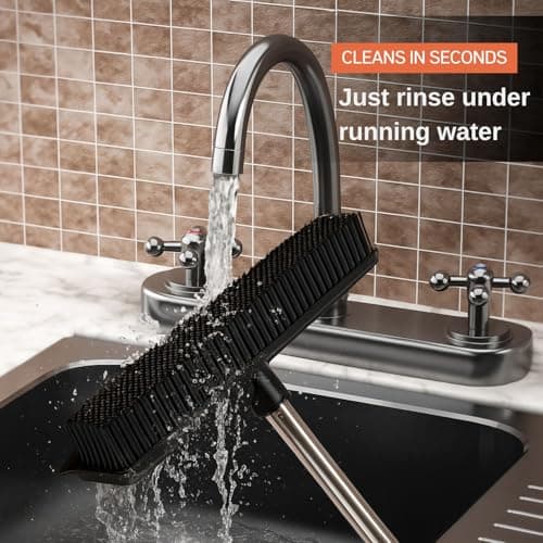 Thamtu Carpet Rake Reusable Pet Hair Remover Rubber Broom with Squeegee for Pet Hair Removal Tool 59" Long Handle Cat and Dog Hair Remover for Area Rugs, Carpet, Hardwood Floor, Tile - Thumbnail 5