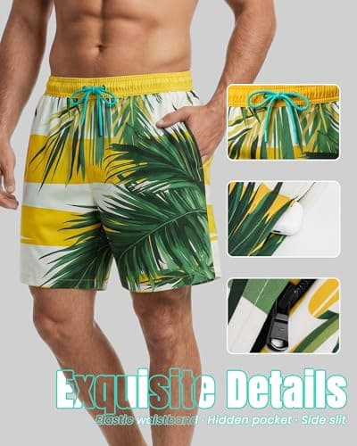 7 Inch Men Swim Trunks Compression Liner Quick Dry Swimwear Bikini Swimsuit Bathing Suit Water Shorts Beach Trip Essentials Summer Vacation Must Have Active Gear Wear Attire Clothes Outfit Apparel - Thumbnail 4