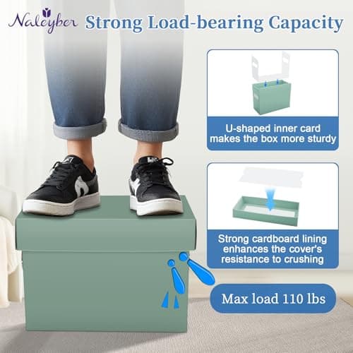 Naleyber File Organizer Box with Lid & Handle, Heavy Duty Hanging File Folder Storage Boxes for Letter Size, Portable Filing Organizer for Office, Home, Classroom, Sage 4 Pack - Thumbnail 5