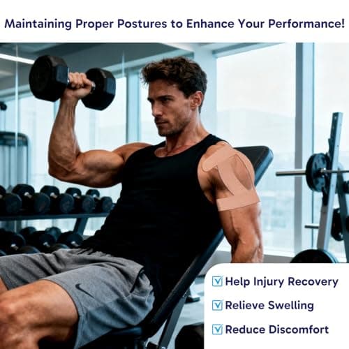 Kinesiology Athletic Tapes, 2inx32 FT Long Sports Tape for Knees and Shoulders Support, Cotton, Hypoallergenic, Waterproof, Strong Adhesive,Beige - Thumbnail 5