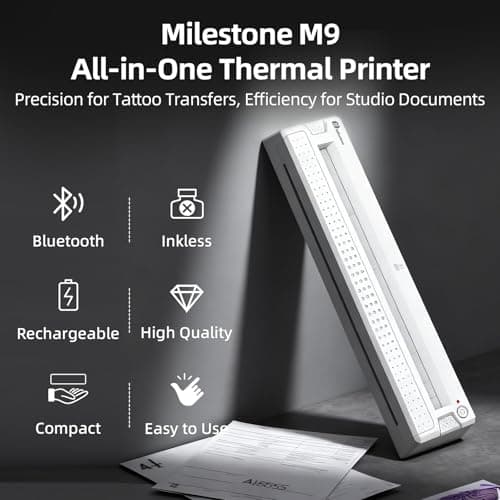 TATOPRT Milestone M9 Professional Tattoo Stencil Printer, Upgraded 2-in-1 Wireless Bluetooth Portable Thermal Printer for Tattoo Stencils & Documents Compatible with Phone/Tablet/PC - Thumbnail 2