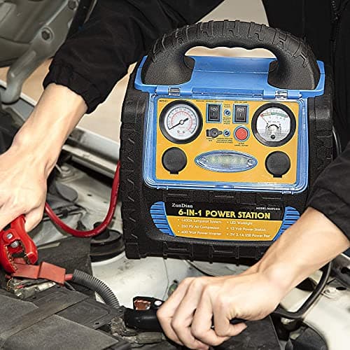 Car Battery Jump Starter with Air Compressor, 1800A Heavy-Duty Jump Starter 150 PSI Tire Inflator, 12V Jump Box Pack with 400W Inverter Power with AC/DC/USB Outlets& LED Light - Thumbnail 5