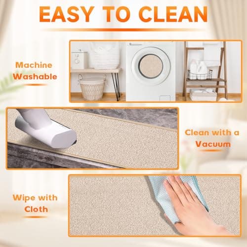 Carpet Stair Treads Non Slip Stair Runner for Wooden Steps Indoor,Resistant Stair Rugs Rubber Backing,Stair Rugs Mats for Kids, Elders,Pets,Beige,8"x30",4 Pieces - Thumbnail 5