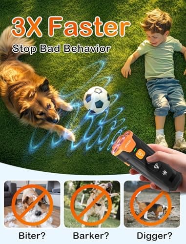 ATVIOO Dog Bark Deterrent Device– Ultrasonic Anti Barking Device for Dogs, 3X Emitters, Rechargeable Trainer for Dogs 6M–8Y, Indoor/Outdoor (Black) - Thumbnail 3