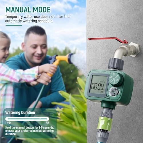 Sprinkler Timer: Programmable Hose Timer with Rain Delay/Manual/Automatic Watering System, Water Timers for Garden Hose, Digital Drip Irrigation for Yard Lawn Outdoor（1 Outlet） - Thumbnail 4
