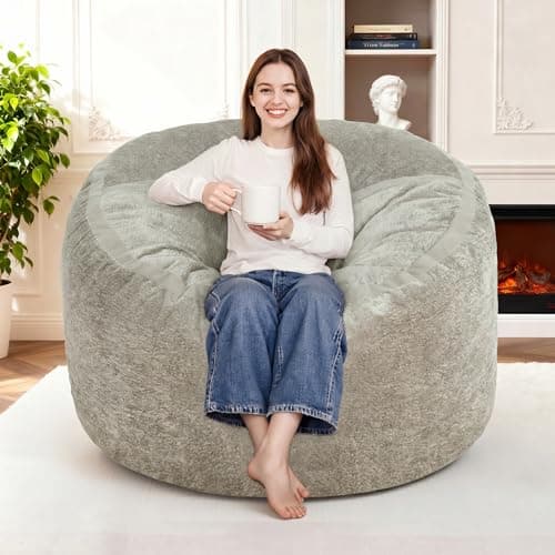 Homguava 3FT Bean Bag Chair Giant Bean Bag Chairs for Adults with Memory Foam Filled,Beanbag Chair with Soft Faux Fur Cover,Comfy Bean Bag Sofa Lounger for Living Room,Game Room,Bedroom - Thumbnail 4