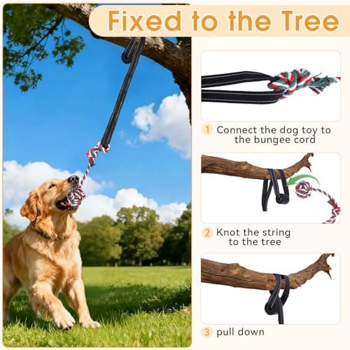 HOPET Bungee Tug Toy for Dogs,Tug of War Dog Toy for Aggressive Chewers to Keep Them Busy,Interactive Dog Rope Toy for Medium/Small Dogs,Can Used On Doors and Trees - Thumbnail 3
