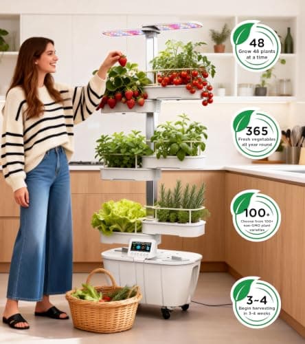 Hydroponics Growing System Kit,48 Pods Large Indoor Hydroponic Herb Garden with Smart LED Grow Light, Auto Circulating Water Pump,24L Water Tank,APP & WiFi Controlled,Gardening Systems for Ideal Gifts - Thumbnail 2