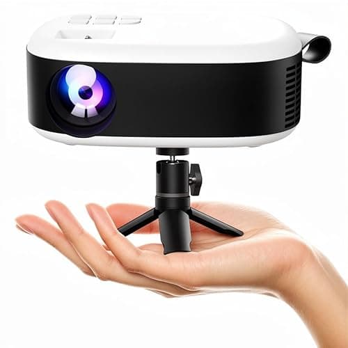 Mini Projector, Portable Projector for iPhone [1080P Full HD Support], 260ASIN Portable Movie Projector with Stable Tripod, 200" Display Home Theater for Bedroom, Outdoor Movie Night, TV Stick/HDMI