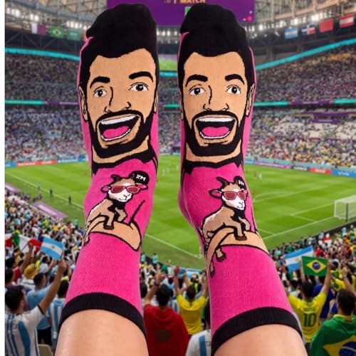 Fathers Day Gift From Daughter Wife Son Funny Socks for Men, Fun Soccer Fan Socks, 360 Character Crew Socks for Men, Novelty Crew Socks,Cool Soccer Gifts for Teens,Youth,Sports Fans and Players - Thumbnail 2