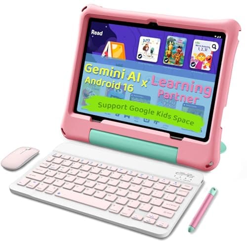aiprotablet Kids Tablet, Android 16 Tablet for Kids 10 inch Octa-Core 2.2GHz with Case, 30GB RAM 64GB ROM, 2TB Expand, Parental Control, Dual Camera, BT, WiFi, with Keyboard Mouse Stylus, Gift (Pink) - Image 1