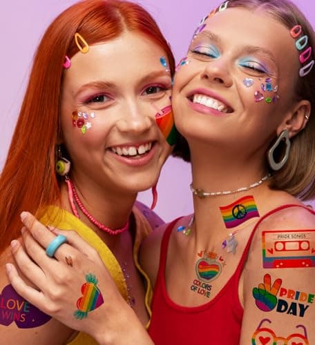HSHFAMIIY Pride Accessories - Pride Tattoos, 120Pcs Pride Temporary Tattoos for Adults – Rainbow LGBTQ Fake Tattoos Waterproof, Love is Love Gay Pride Accessories for Parade, Pride Decorations - Thumbnail 6