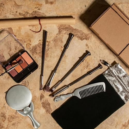Harry Makeup Brushes Set with Mirror & Comb, Silver Potter Magical Gift Box for Women Girls, Christmas Birthday Gifts for Kids, Eye Shadow Eyeliner Blending Lip Brush - Thumbnail 4