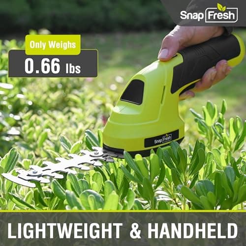 SnapFresh Cordless Grass Shears & Hedge Trimmer, 2-in-1 Handheld Electric Lightweight Hedge & Shrub Trimmer with Battery for Garden Yard Lawn, 2.0Ah Battery & USB-C Charging Cable Included - Thumbnail 2