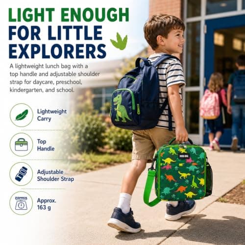 MISS BIG Dinosaur Kids Lunch Bag for Boys, Insulated School Lunch Bag, 5L - Thumbnail 4
