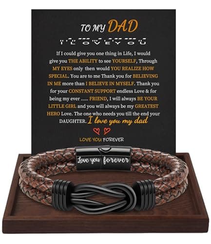 Btysun Dad Gifts for Fathers Day, Dad Birthday Gifts for Men Leather Bracelet Fathers Day Brown Layered Leather Cuff Thank You Gratitude Retirement Gifts for Father Jewelry - Image 1