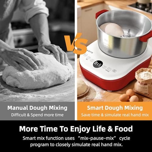 AIZIYO DoughChief, Electric Dough Mixer 7.4Qt with Ferment Function, Dough Maker 304 Stainless Steel Bowl, Microcomputer Control, Face-up Touch Panel, Easy To Clean for Bread & Pizza - Thumbnail 3