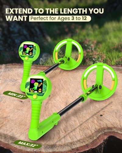 Metal Detector for Kids, Intuitive Color LCD Display, 6.7” Glowing LED Coil, Kid-Safe Lightweight with Adjustable Handle & 4” Precision Deepth, Perfect Educational Gift for Kids Ages 3-12 - Thumbnail 3