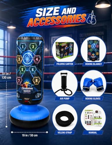 2026 New 51-Inch Punching Bag for Kids with Music,Birthday Gift for Boys - Thumbnail 6