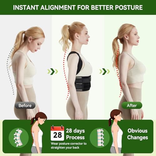 Posture Corrector for Women and Men, Invisible Full Back Support Brace with Enhanced Breathable Mesh, Shoulder Straightener for Back & Neck Pain Relief, Scoliosis & Posture Improvement, Large - Thumbnail 3