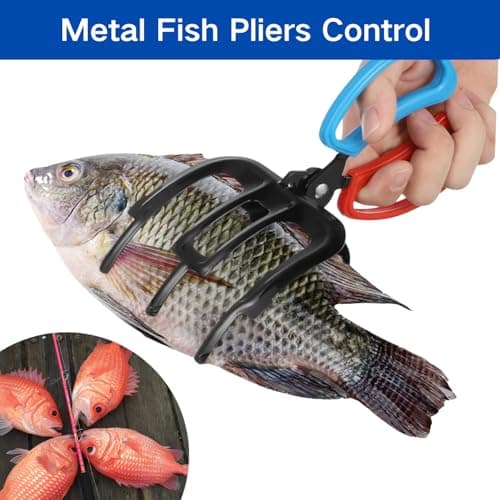 Pomeyard Valentines Day Gifts for Him 3 Claw Fish Gripper, Metal Fishing Pliers Gripper Catch Fish Control Clamp, Fishing Pliers Tool Fishing Accessories for Most Freshwater Fish Grip Tackle Holder - Thumbnail 5