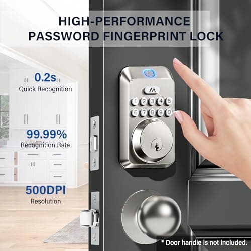 Fingerprint Door Lock - Keyless Entry Door Lock, Electronic Keypad Deadbolt, Smart Locks for Front Door - Auto Locking, Biometric,One-time Codes,Easy to Install (Satin Nickel) - Thumbnail 3