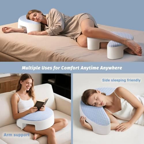 Baigee Side Sleeper Pillow for Adults with Arm Hole – Pillow for Side Sleepers to Improve Breathing, Relieve Neck, Shoulder and Knee Pain, Reduce Facial Compression (Blue,17"x21") - Thumbnail 6