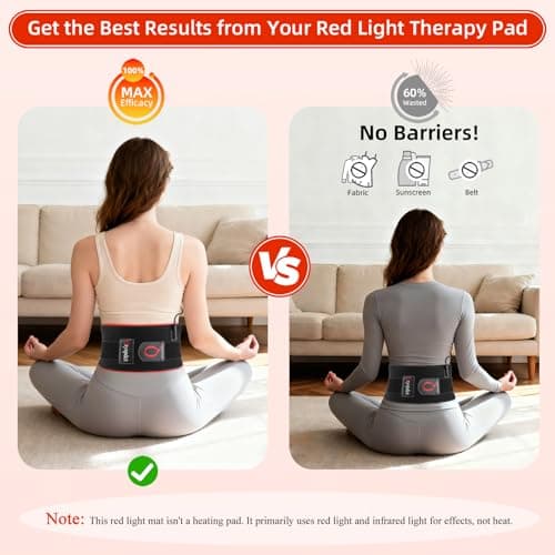 Red Light Therapy for Body, 660nm 850nm 12.6" LED Wearable Infrared Redlight Therapy Belt Wrap Pad for Back Shoulder Waist Belly Knee Muscle - Thumbnail 3
