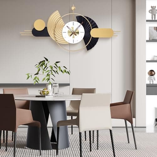 AXAORIRA 39x18 Inch Modern Decorative Wall Clock Battery Operated, Unique Silent Non-Ticking Large Clocks for Living Room, Kitchen, Bedroom, Office – Abstract Design Timepiece - Thumbnail 5