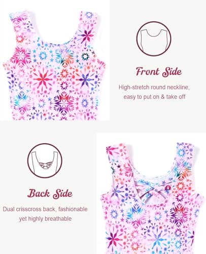 uideazone Leotards for Girls Gymnastic Size 7-8 Quick Dry Stylish Sleeveless Tumbling Outfit Criss-Cross Back for Ballet Dance - Thumbnail 2
