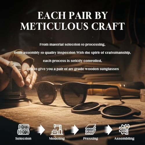 SUNGAIT Walnut Wood Sunglasses with Vegan Leather Case Thoughtful Gifts for Men Women Black Polarized Lens UV400 Protection(Black Oak Maple Frame/Black Lens) - Thumbnail 3