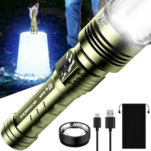 SKYFIRE LED Flashlights High Lumens – Super Bright 3000 Lumens Rechargeable Tactical Flashlight with Zoomable Beam, 5 Modes, Waterproof & Powerful Flash Light for Camping & Emergencies - Image 1