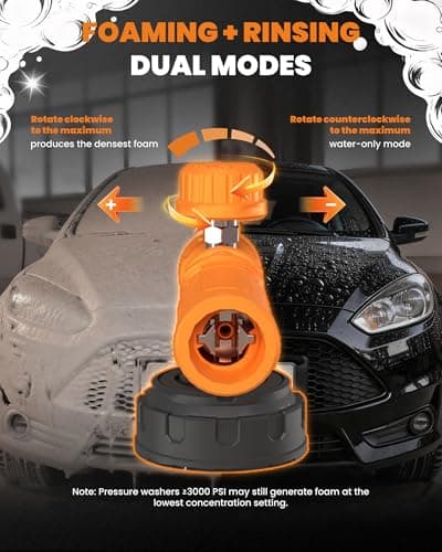 maXpeedingrods Foam Cannon for Pressure Washer, Wide Mouth Quick Release Car Wash Foam Gun with Adjustable Soap Cannon, Thick Snow Foam, 1/4'' Quick Connector, with 2 Orifice Nozzle (Transparent) - Thumbnail 4