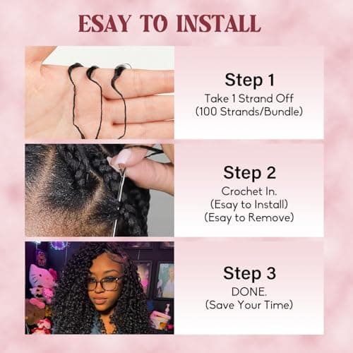 Burmese Curly Crochet Human Hair 20 Inch Miracle Knots Feather Crochet Hair 100 Strands Pre-Separated 3C 4A Texture Reusable Human Hair Extensions for Women Extensions Natural Black - Thumbnail 4