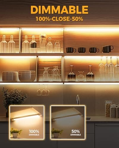 Snyloe 12" Under Cabinet Light Plug-in, 6.5W 500LM, Dimmable (100%/50%), Energy Efficient, 5FT Power Cord and 12" Linking Cord, Lightweight Design, Linkable Up to 30 Units, YT-4101-12 - Thumbnail 3