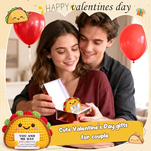 Mini Valentines Day Gifts for Him Her Couple Galentine’s Day Birthday Gift for Boyfriend Girlfriend Fiancé Anniversary Valentines Gift for Women Men Wife Husband Handmade Crochet Taco Tuesday - Thumbnail 5